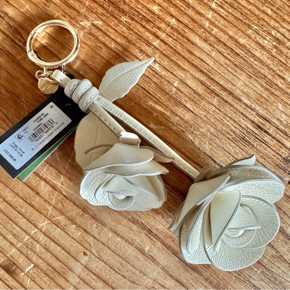 Kate Spade Crinkle Patent Leather Double Rose bag charm